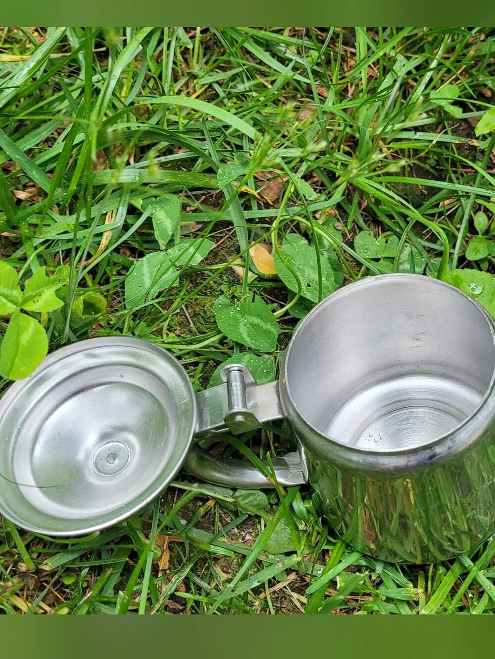 Stainless Steel Tea Pot Coffee Pot 1 Cup Silver Cream Cottagecore Farmhouse